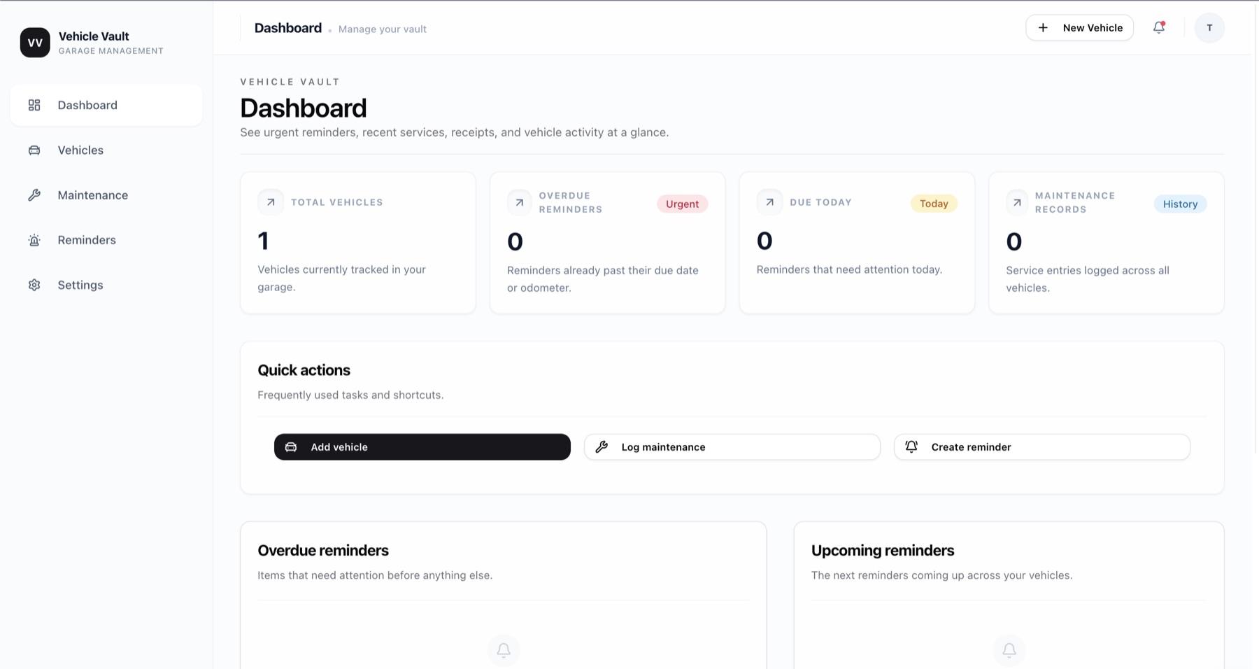 Vehicle Vault Maintenance Platform