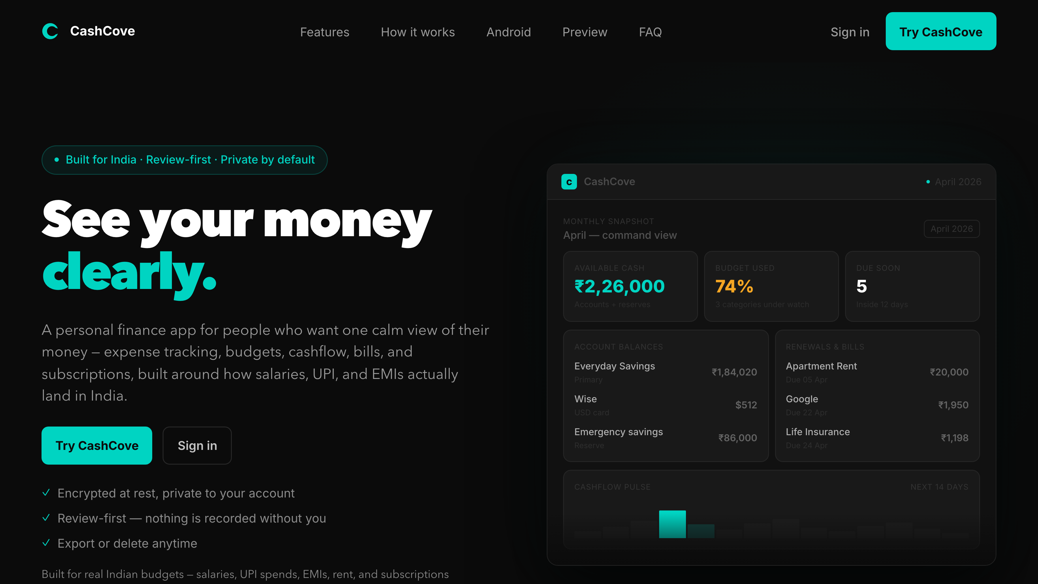 CashCove Personal Finance Platform